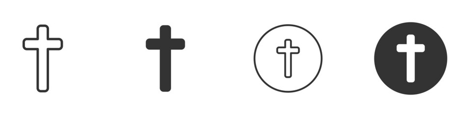 Religion cross icon Simple outline vector logo