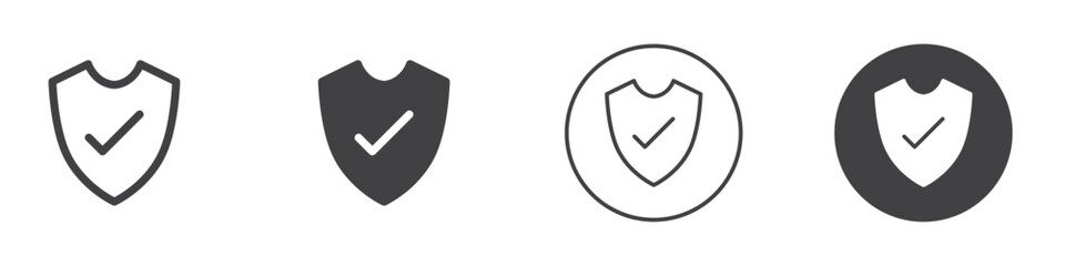 Shield check mark icon Simple outline vector logo