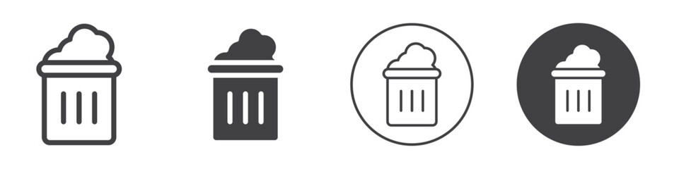 Trash bin icon Simple outline vector logo