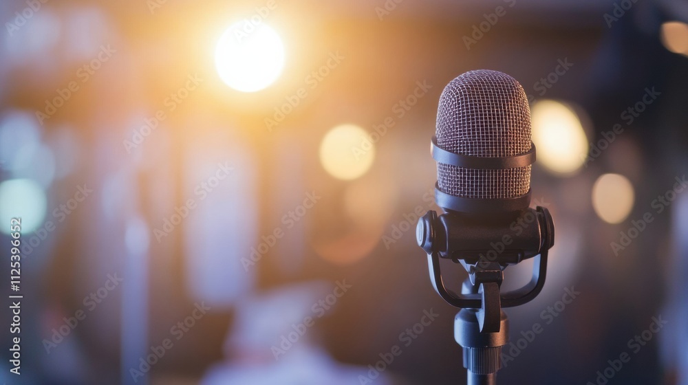 Poster an interview is being recorded in a professional television studio setting, showcasing advanced medi