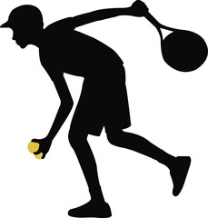 a boy playing tennis, silhouette vector