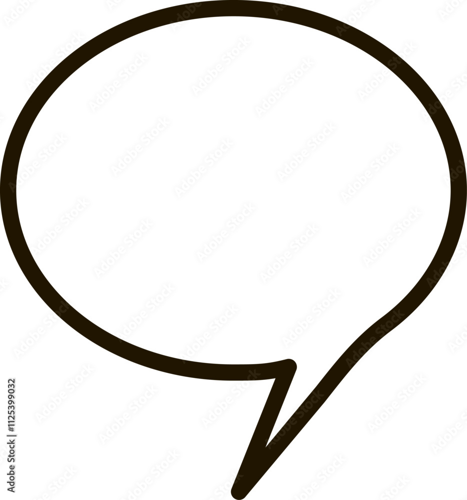 Poster oval speech bubble featuring a pointed tail serves as a simple yet effective representation of commu