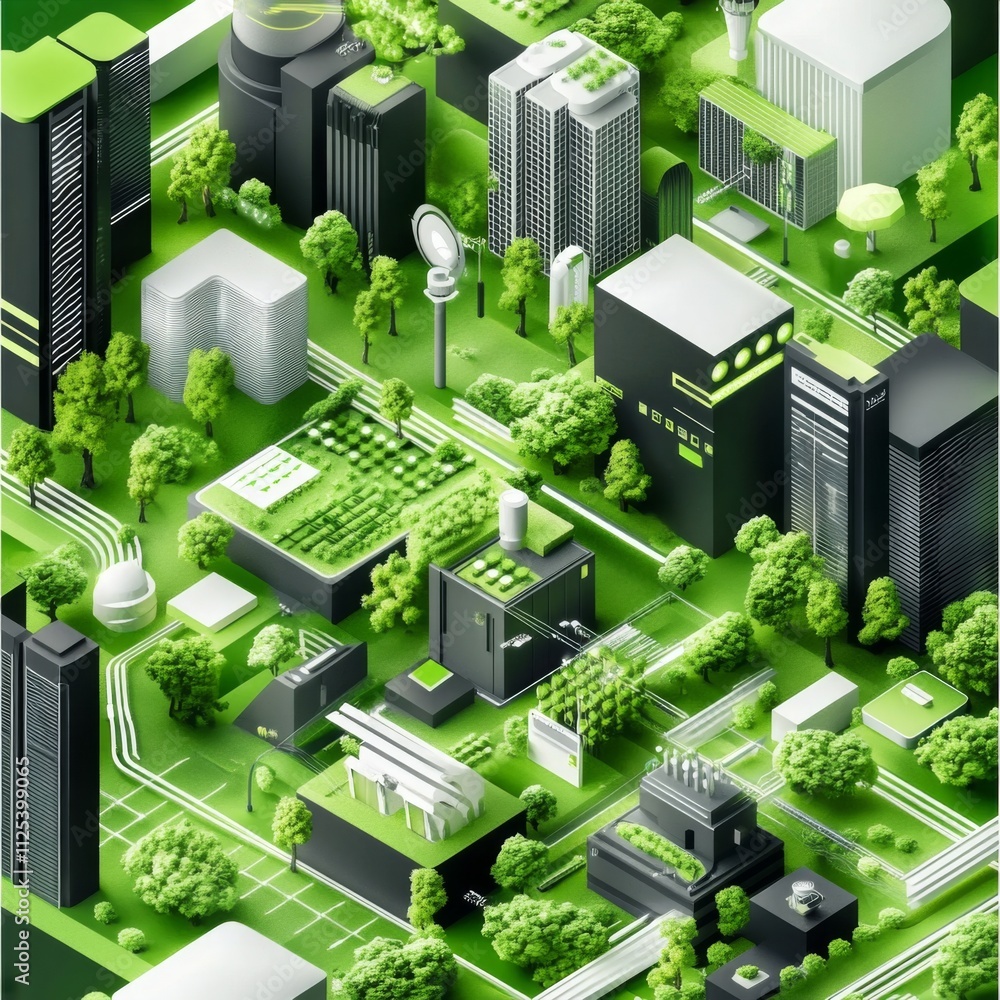 Poster addressing environmental challenges through tech-driven initiatives