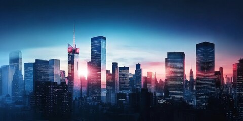 Fototapeta premium Glass Towers and Corporate Power Define the City Skyline