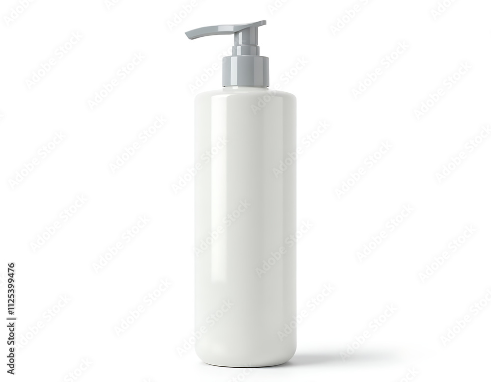 Poster Hyperrealistic image of a plastic shampoo pump bottle on a transparent background with highly detailed isolated design in PNG file format._00001_