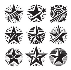star shape Set icon collection silhouette vector illustration