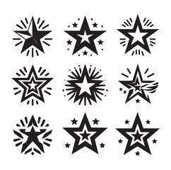 star shape Set icon collection silhouette vector illustration