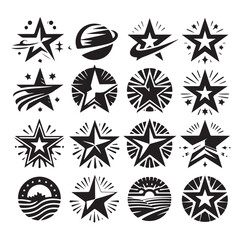 star shape Set icon collection silhouette vector illustration