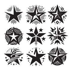 star shape Set icon collection silhouette vector illustration