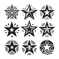 star shape Set icon collection silhouette vector illustration