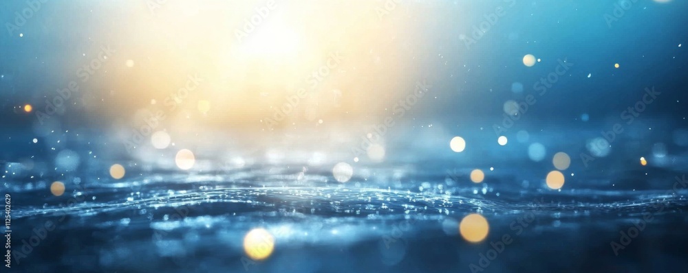 Poster captivating bokeh patterns over a serene water backdrop.