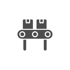 Conveyor belt with boxes icon Vector logo outline