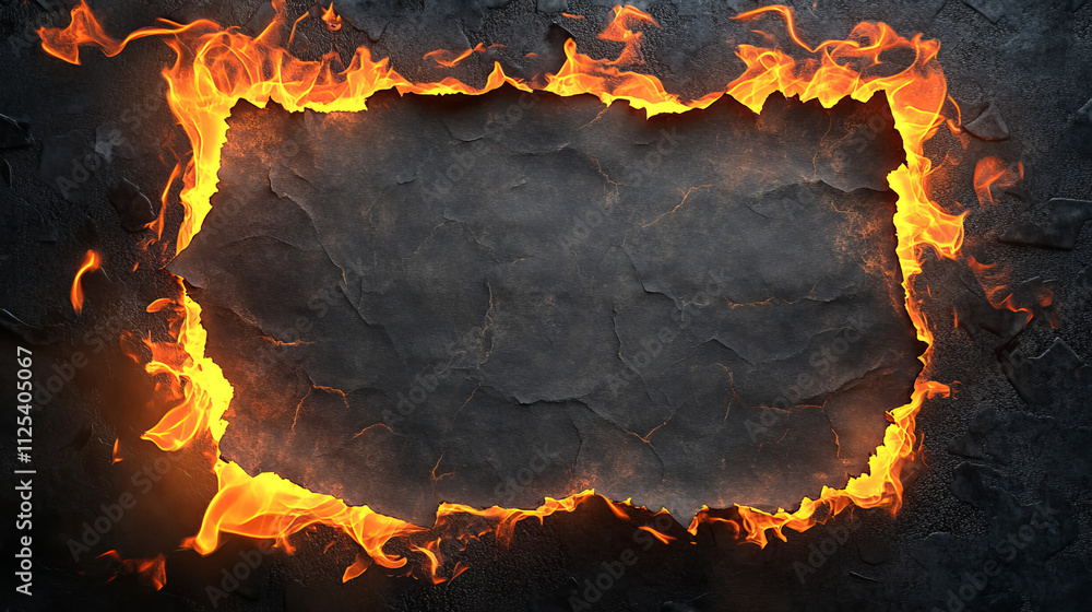 Poster rip burnt paper edge effect. fire texture border. ash on page for realistic frame. old torn sheet li