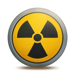 Fototapeta premium Radioactive material warning icon in flat style. Radiation danger vector illustration on isolated background. Caution sign business concept. 