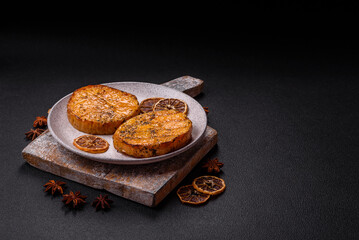 Pumpkin cut into slices and grilled with rosemary and spices