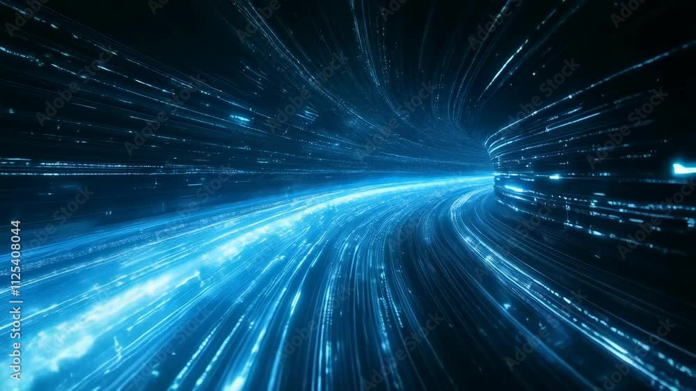 Poster futuristic light trails abstract background. dynamic digital animation. high-speed data transmission
