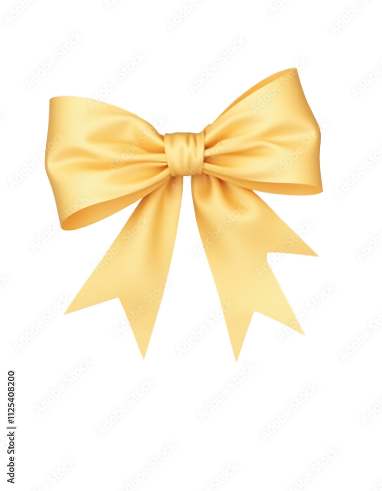 Poster a png image featuring a gold ribbon bow on a white background with other decorative elements in a se