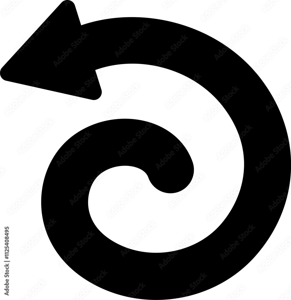 Poster counterclockwise rotating arrow creating a black spiral shape, symbolizing concepts like return, res