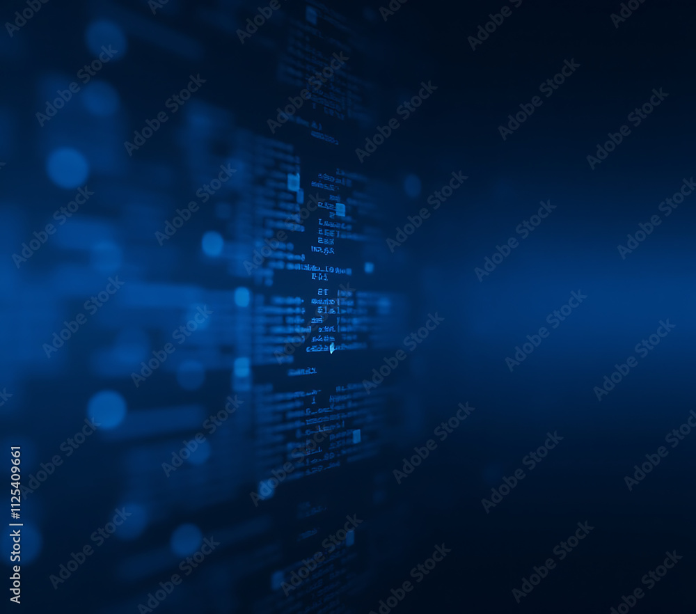 Poster a futuristic abstract computer code background with blue tones creates a visually striking digital a