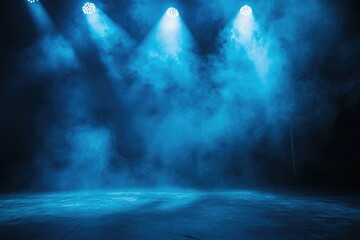 Fototapeta premium Dramatic Stage Light Atmosphere: Moody Background with Soft Smoke and Spotlight Effects in an Empty Dark Space