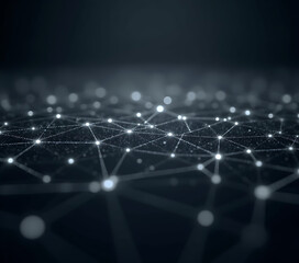 Obraz premium A digital canvas of interconnected points and lines forms a glowing grey network, evoking big data and abstract technological concepts._00001_