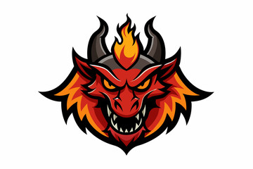 Dragon warrior mascot logo with flames mascot logo vector illustration