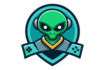 Alien in retro gaming style mascot logo vector illustration