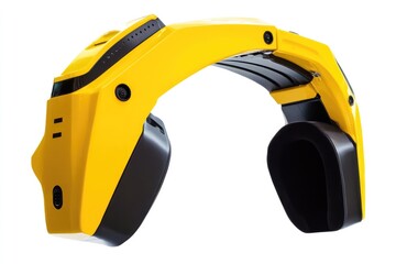 Fototapeta premium Vibrant Yellow Crane Against a Blue Sky: Urban Construction Equipment in Action