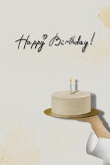 Happy Birthday card cake candle