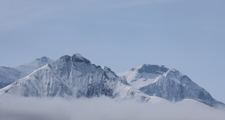 Obraz premium Bergpanorama im Morgennebel, pinzgau