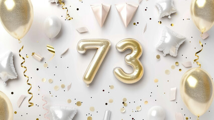 Festive 73rd birthday with gold balloons and star