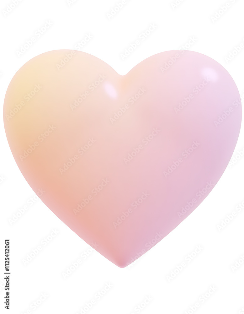 Poster 3d heart with pastel gradient colors features a smooth, vibrant design with a soft, elegant finish i