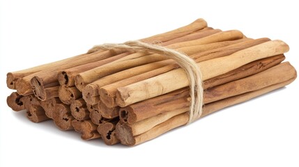 Aromatic Cinnamon Sticks on White Background - Spice for Culinary Delights