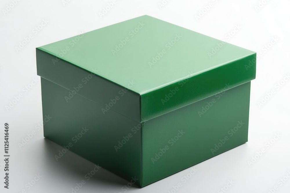 Poster isolated green container on a white surface for safe storing and shipping