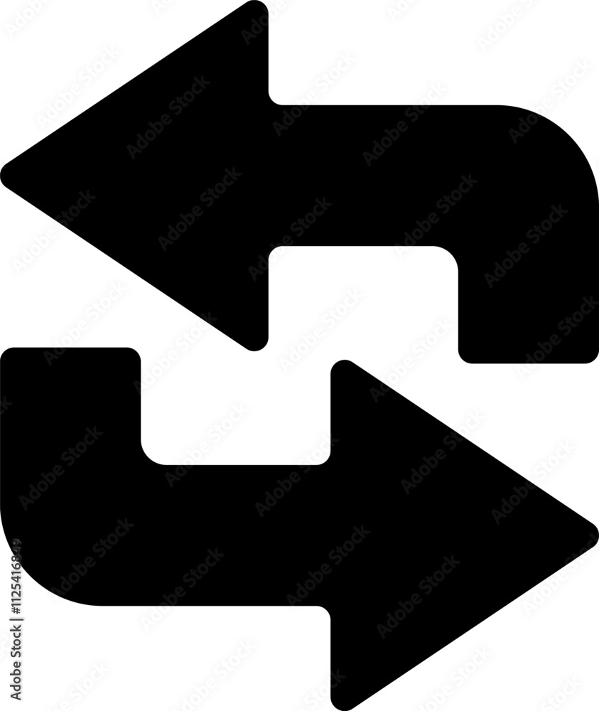 Poster two black arrows are rotating counterclockwise, exchanging data or information, symbolizing a contin