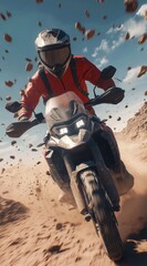 Person Riding an Adventure Motorcycle in the Desert