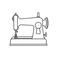 Vintage Sewing Machine Vector Illustration for Crafting, Tailoring, and Textile Design