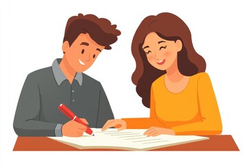Fototapeta premium Happy Young Business Couple Finalizing a Contract for a Financial Loan
