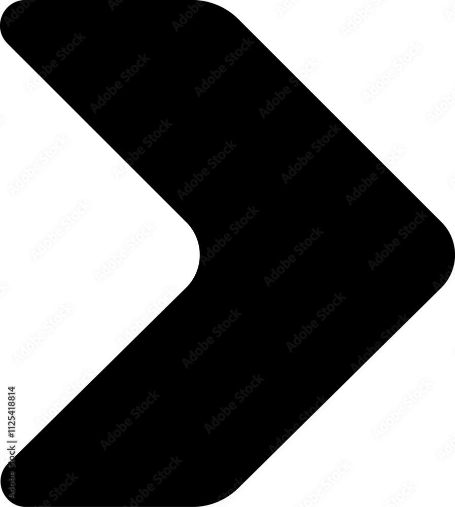 Poster simple black arrow pointing to the right with rounded edges, ideal for indicating direction, progres
