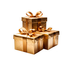 golden color gift box isolated on transparent background png 