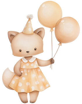 A kitty in a dress with balloons