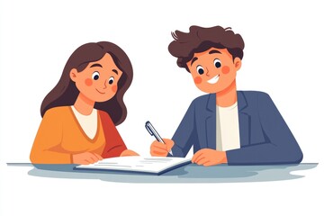 Obraz premium Joyful Young Business Couple Finalizing a Contract Agreement for Financial Estate Loan