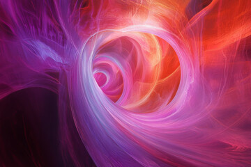 Obraz premium A radiant abstract tunnel illuminated by swirling pink and lavender neon lights, creating a dreamlike sense of depth.