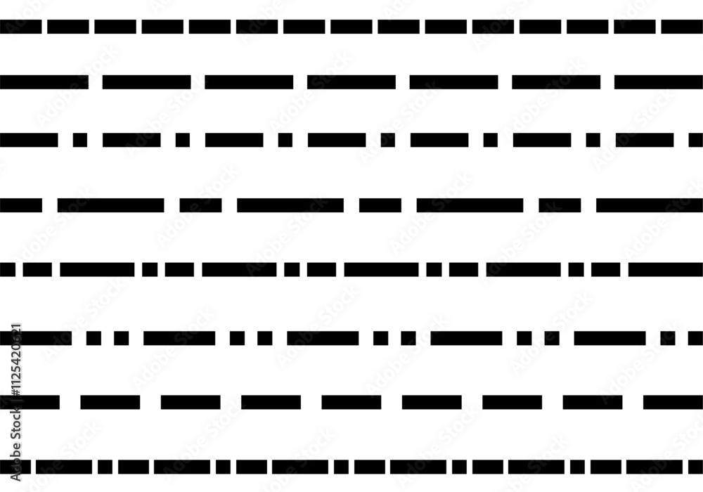 Wall mural dotted or dashed straight bold lines collection set. simple element divider. dashed line set collect