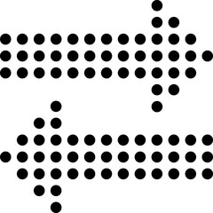 Two black dotted arrows pointing in opposite directions symbolize opposing forces, choices, and the two way exchange of information, illustrating conflict and decision making dynamics