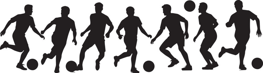 A set of Soccer players Silhouettes, football