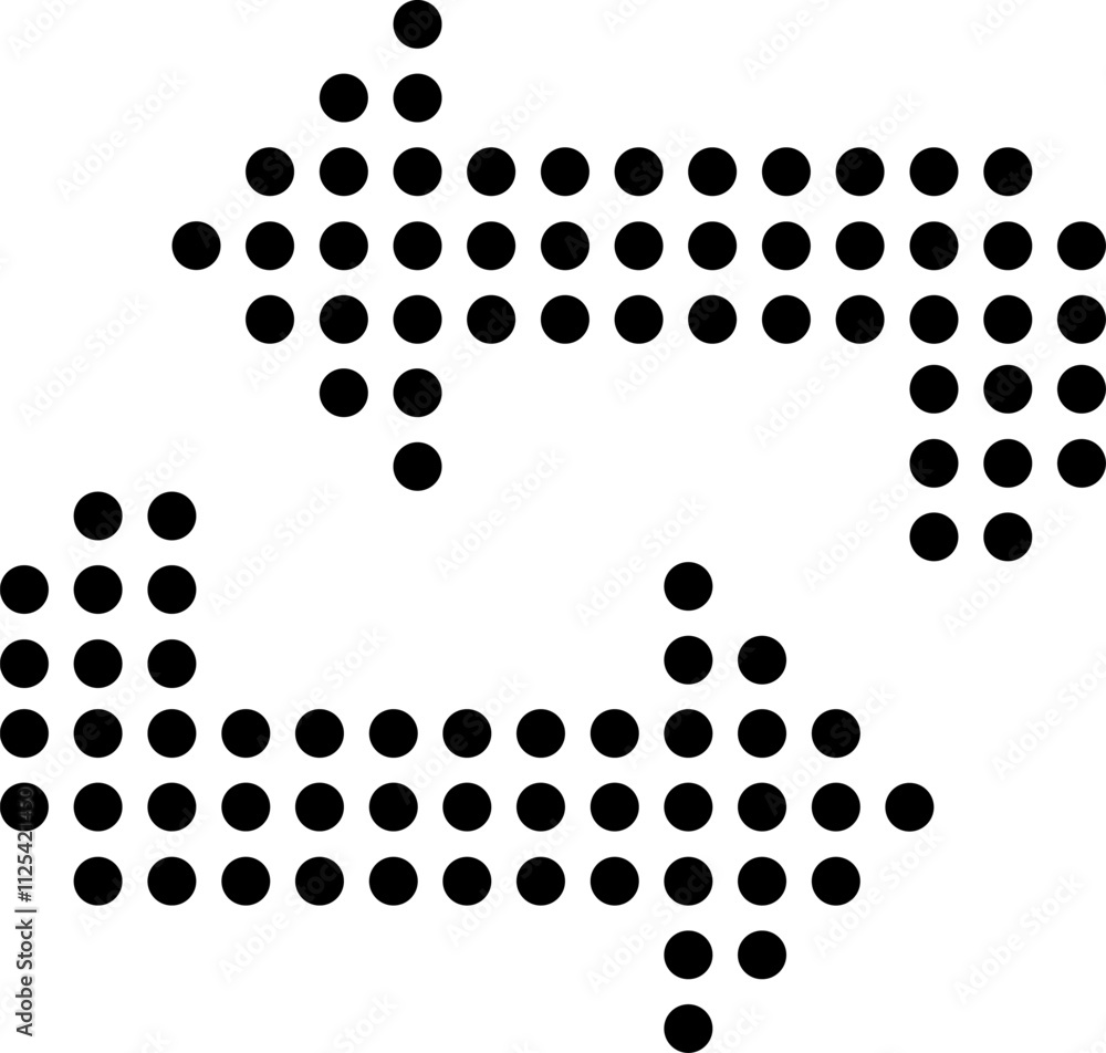 Poster two dotted arrows are pointing in opposite directions, forming a dynamic visual suggesting opposing 