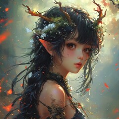 Sophisticated Anime Girl in Elegant Evening Dress