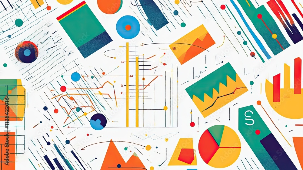 Poster abstract colorful charts and graphs background.