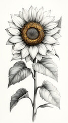 Fototapeta premium Illustration vibrant botanical nature sunflower art high resolution hd picture